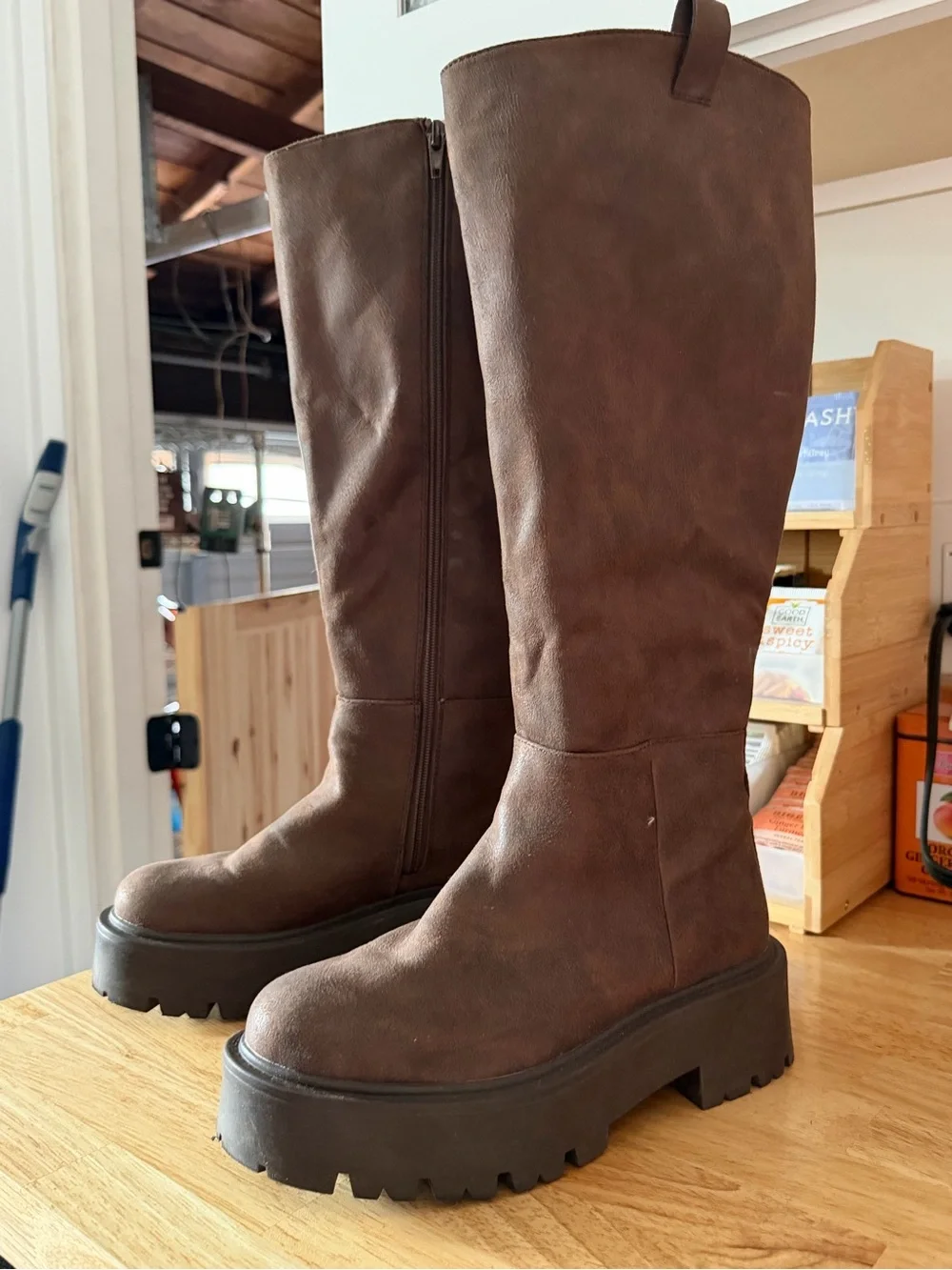 Madden Girl Chunky Platform Knee-High Boots in Dark Brown NWT